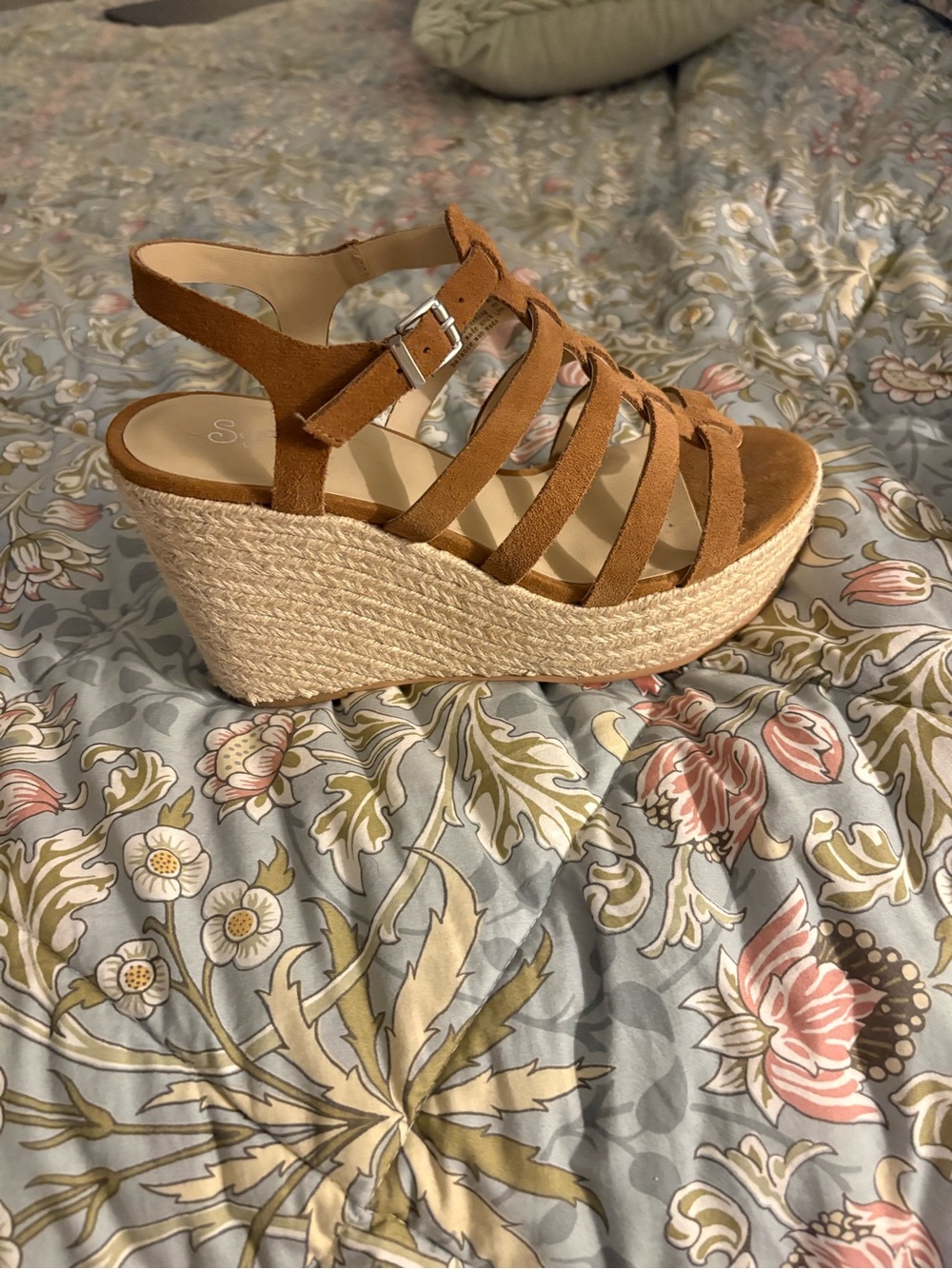 Seychelles Tan Suede Espadrille Wedge Sandals